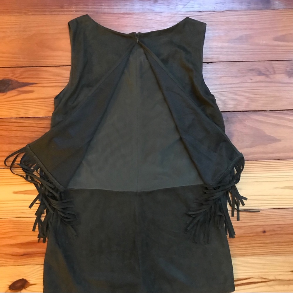 Lulumari Green Fringe Suede Romper, EUC, M - Picture 12 of 16
